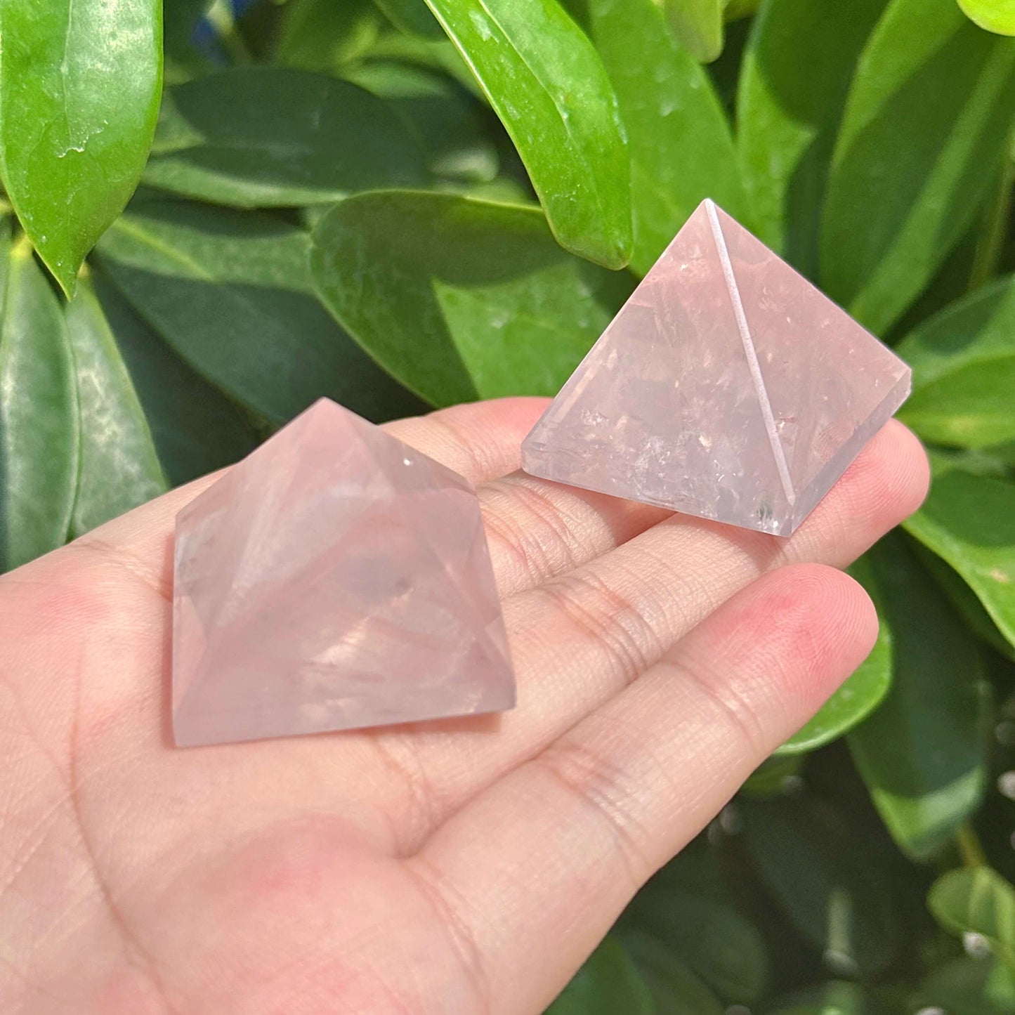 Rose Quartz Pyramid Carving