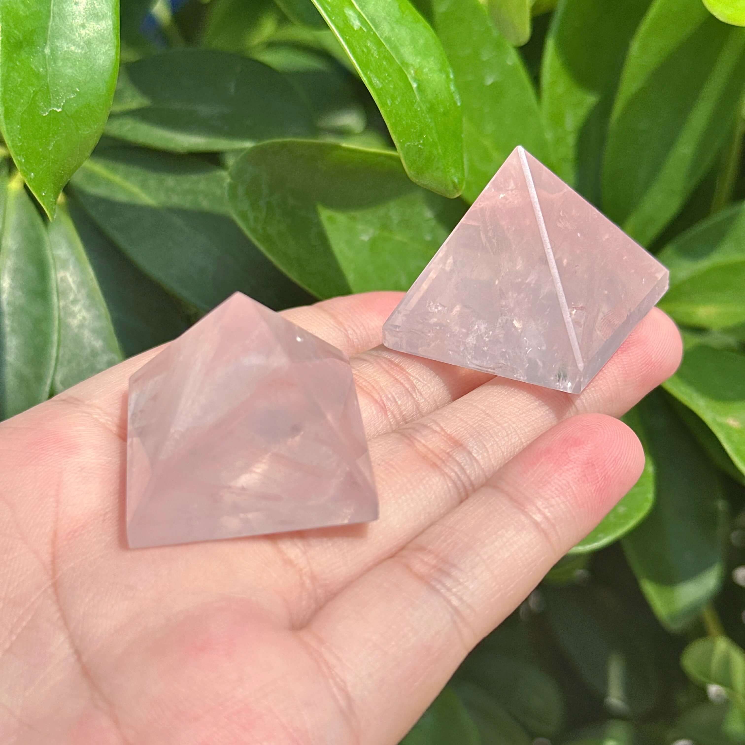 Rose Quartz Pyramid Carving