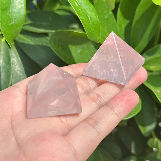 Rose Quartz Pyramid Carving