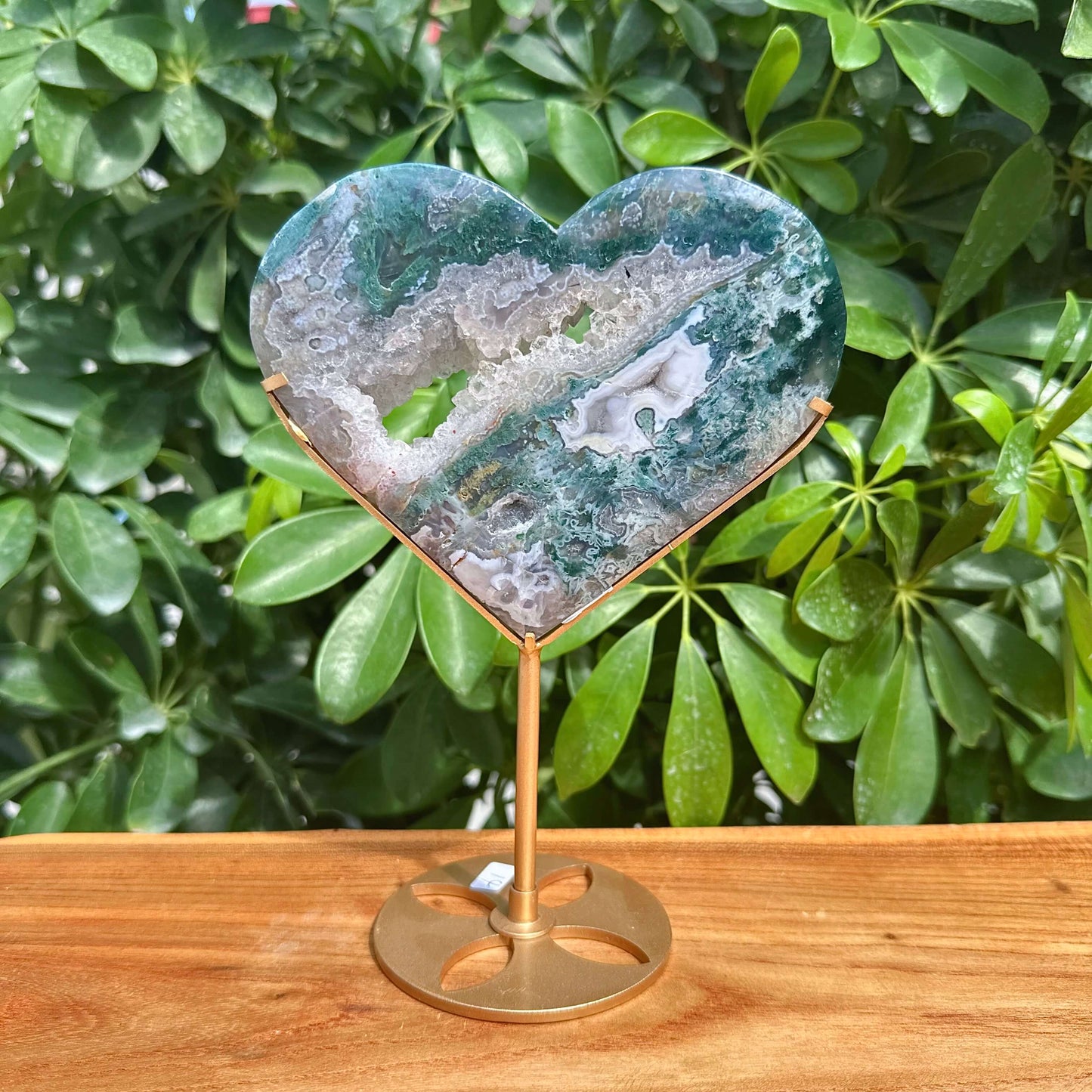 Moss Agate Heart Ornament