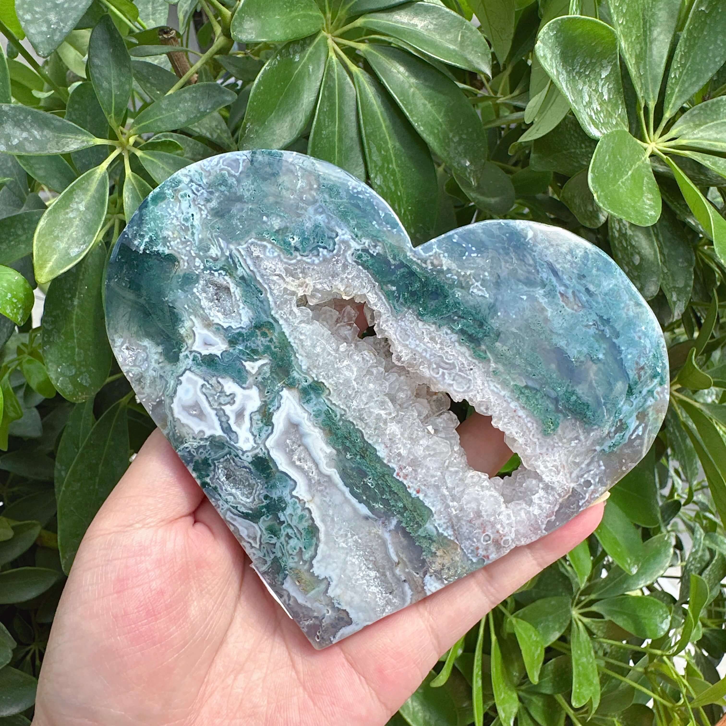 Moss Agate Heart Ornament
