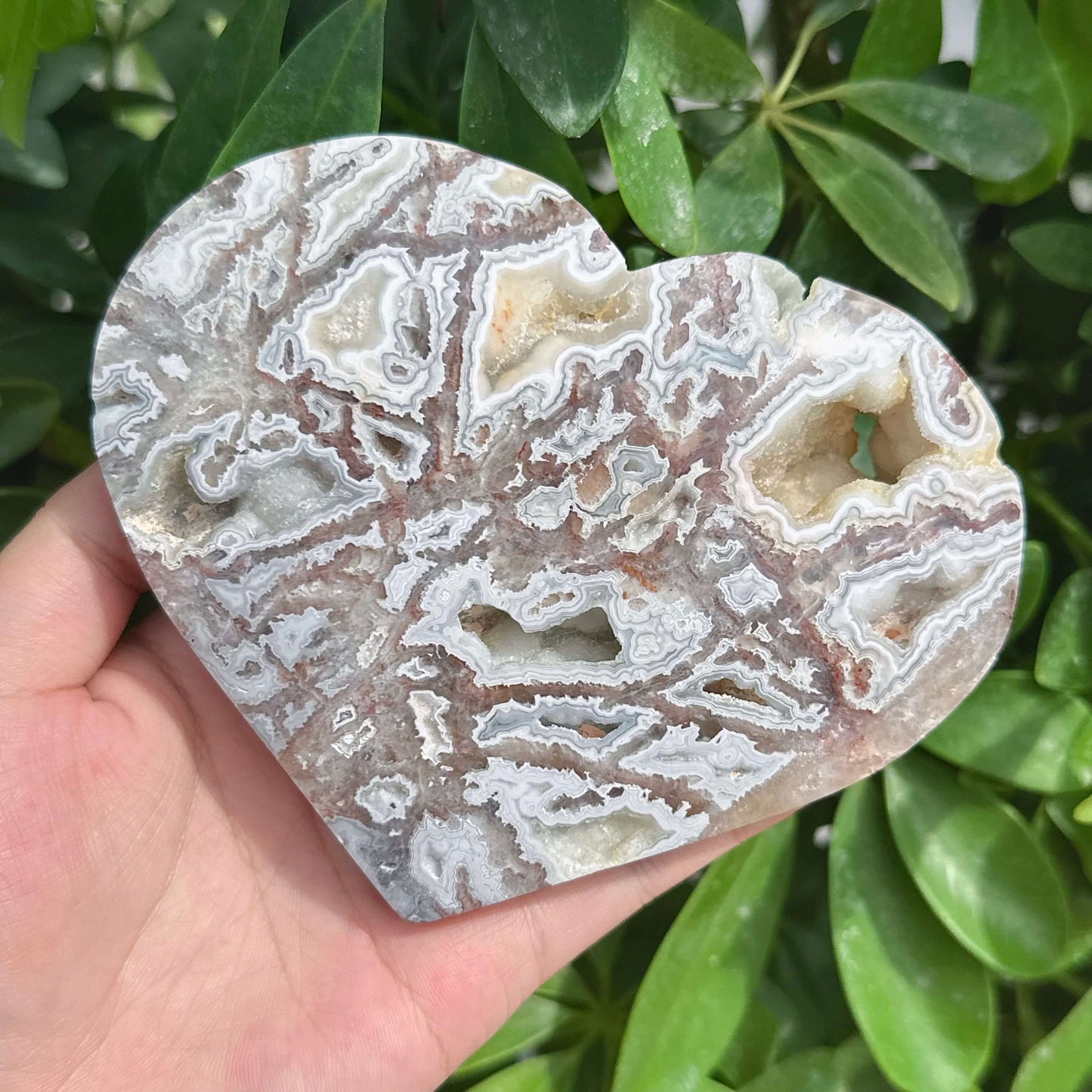 White Mexican Agate Heart Ornament