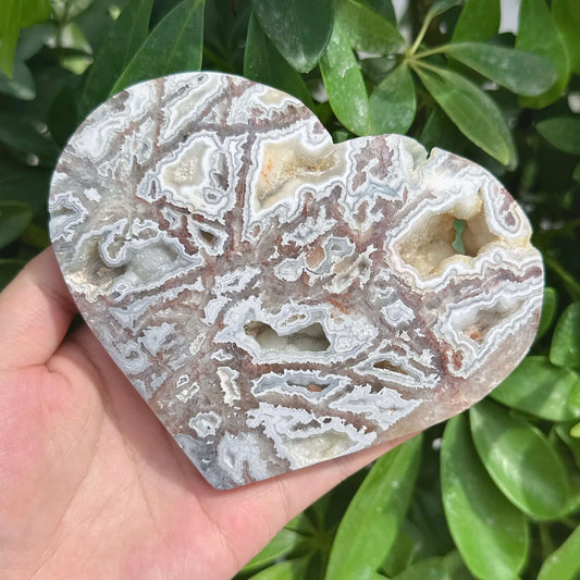 White Mexican Agate Heart Ornament