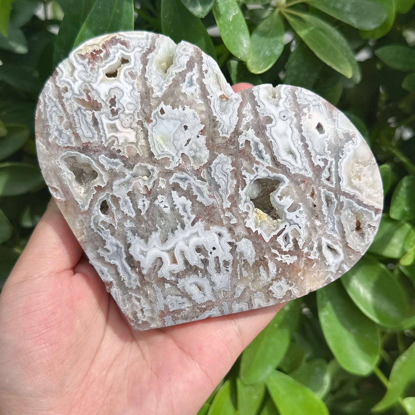 White Mexican Agate Heart Ornament