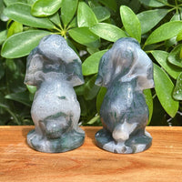 Moss Agate Rabbit Carving