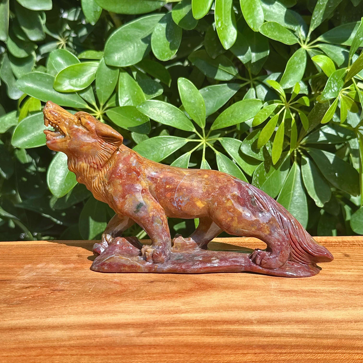 Ocean Jasper Wolf Carving