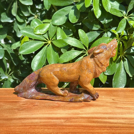 Ocean Jasper Wolf Carving