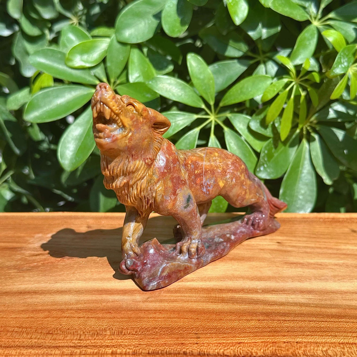 Ocean Jasper Wolf Carving