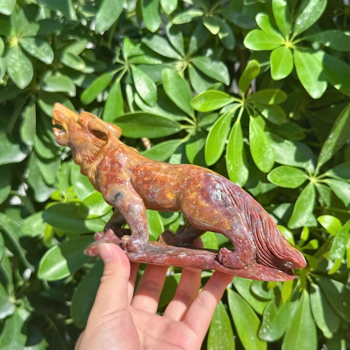 Ocean Jasper Wolf Carving