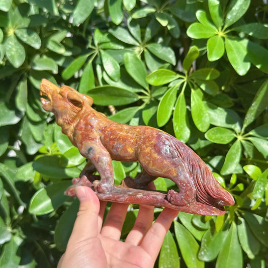 Ocean Jasper Wolf Carving