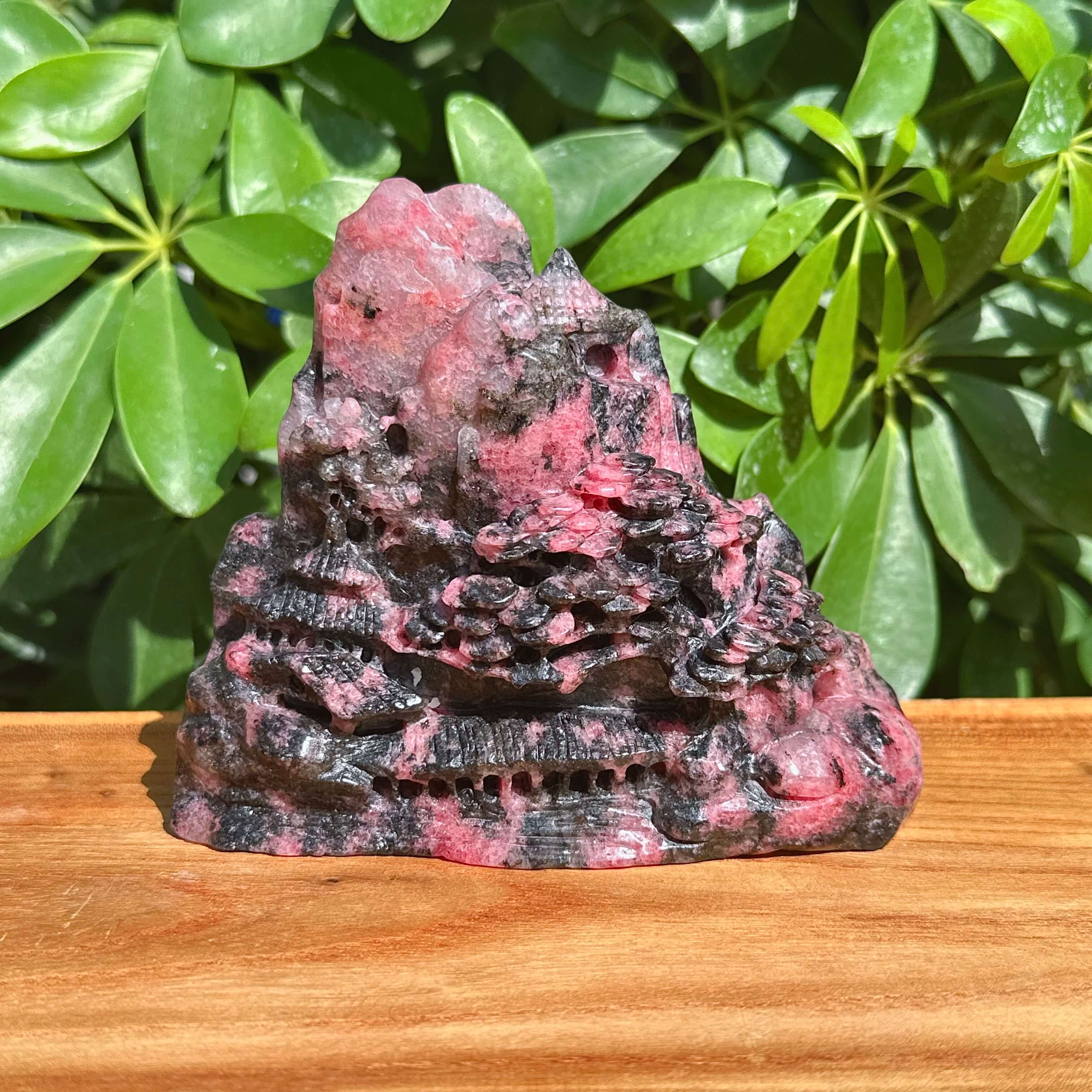 Rhodonite Landscape Carving