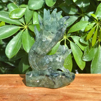 Prehnite Nine-tailed Fox Carving