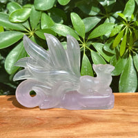Fluorite Nine-tailed Fox Carving