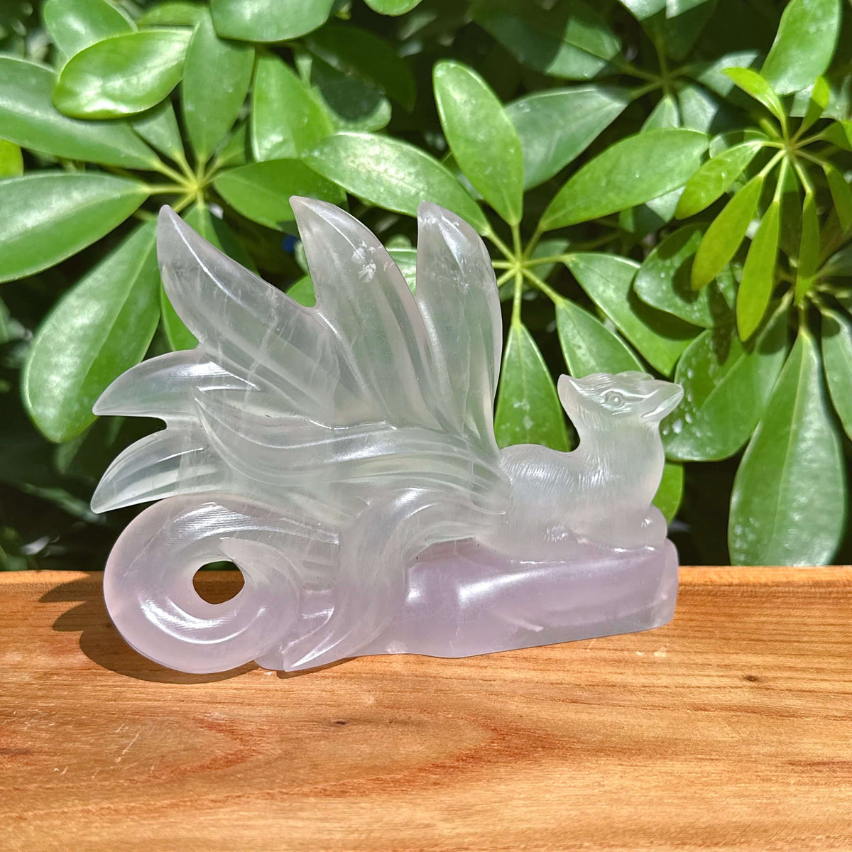 Fluorite Nine-tailed Fox Carving