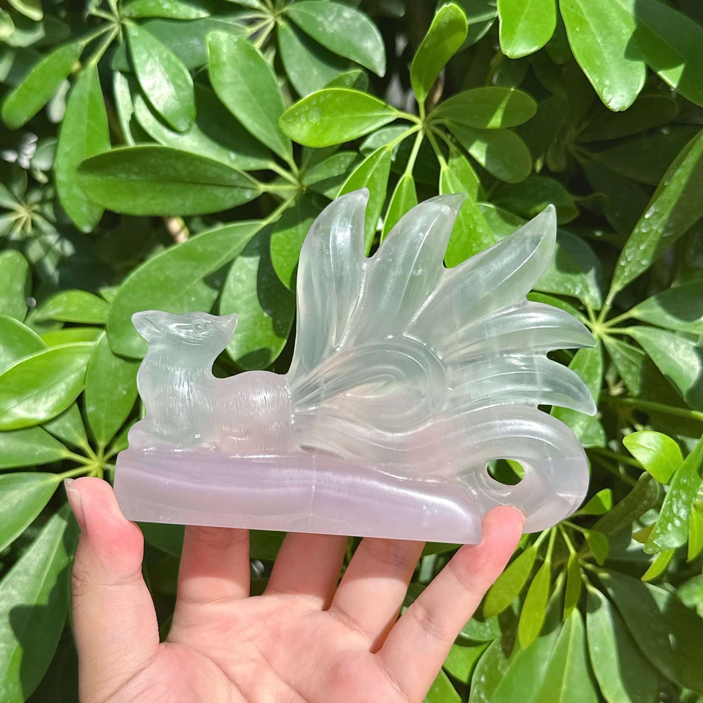 Fluorite Nine-tailed Fox Carving