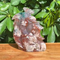 Flower Agate Dragon Carving
