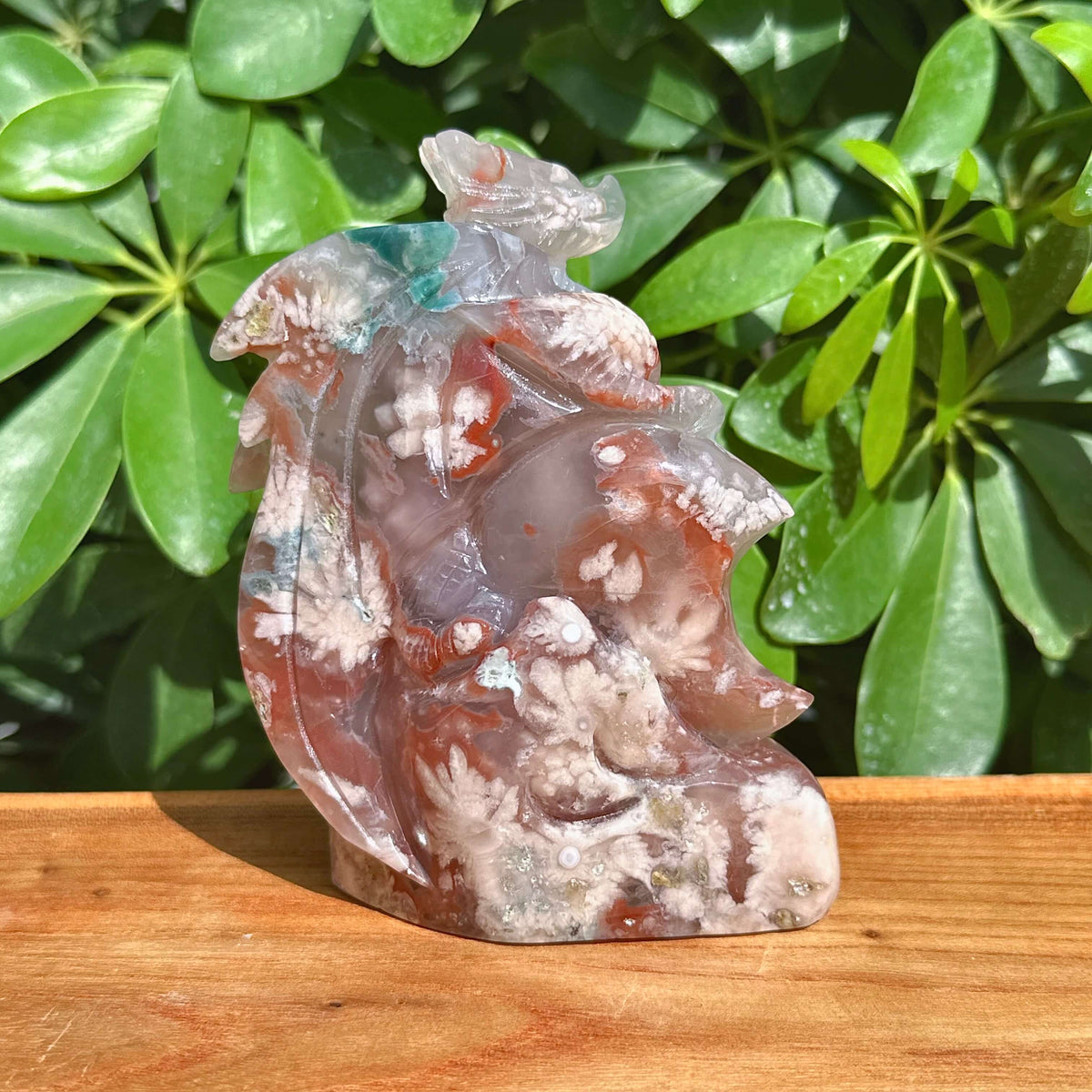 Flower Agate Dragon Carving