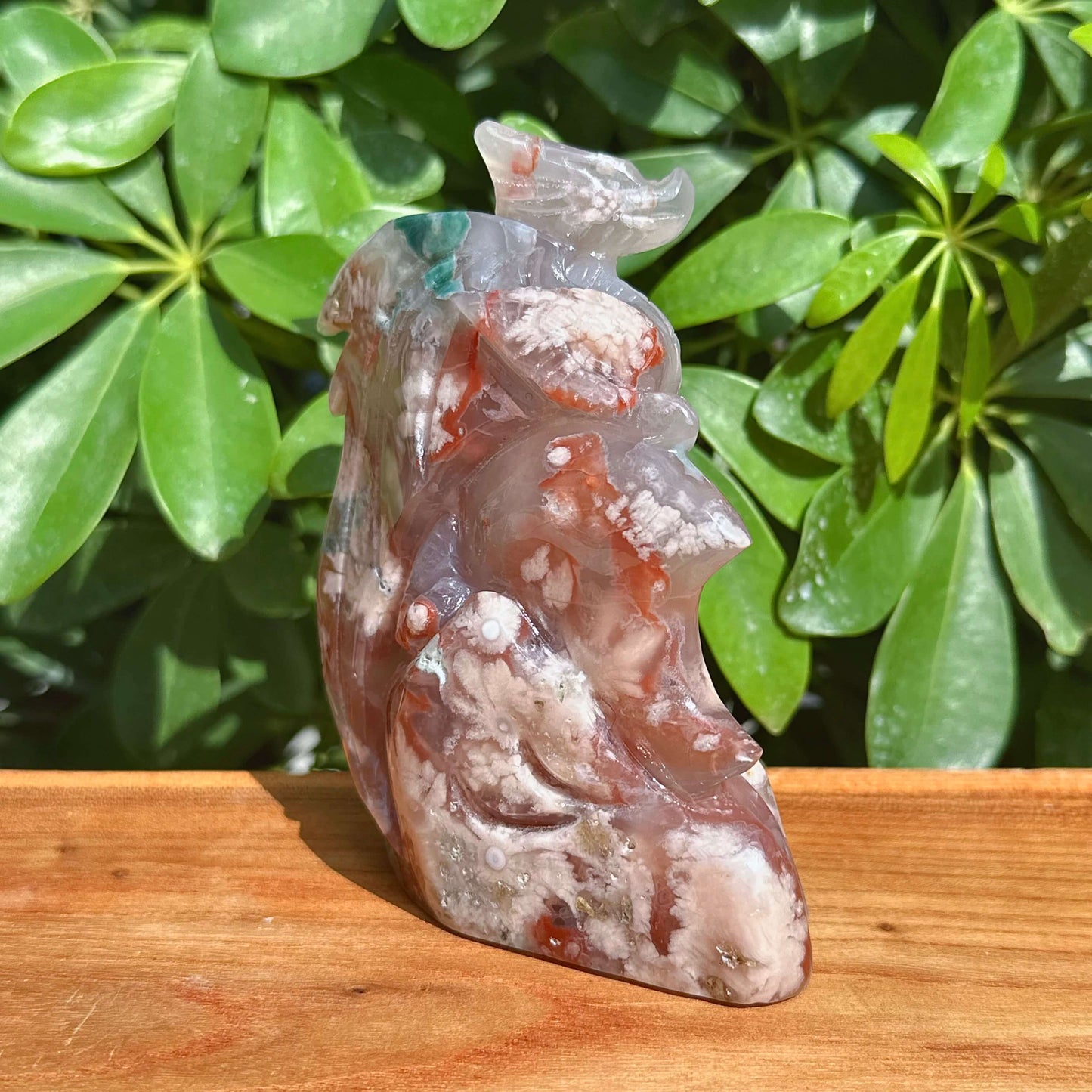 Flower Agate Dragon Carving