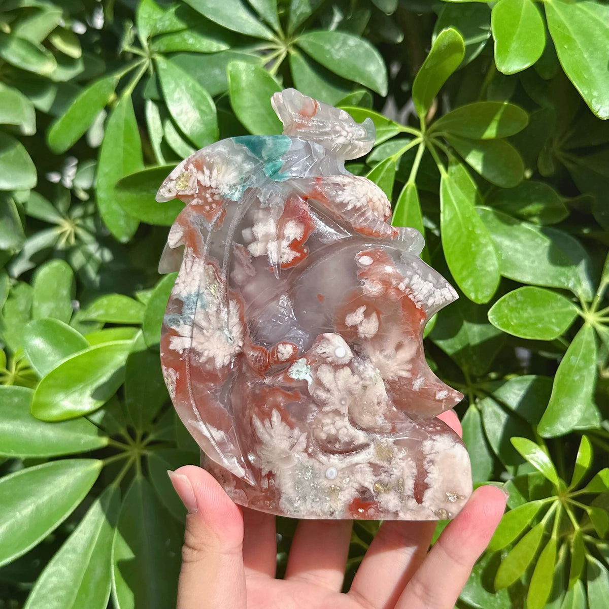Flower Agate Dragon Carving