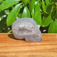 Druzy Geode Agate Skull Carving