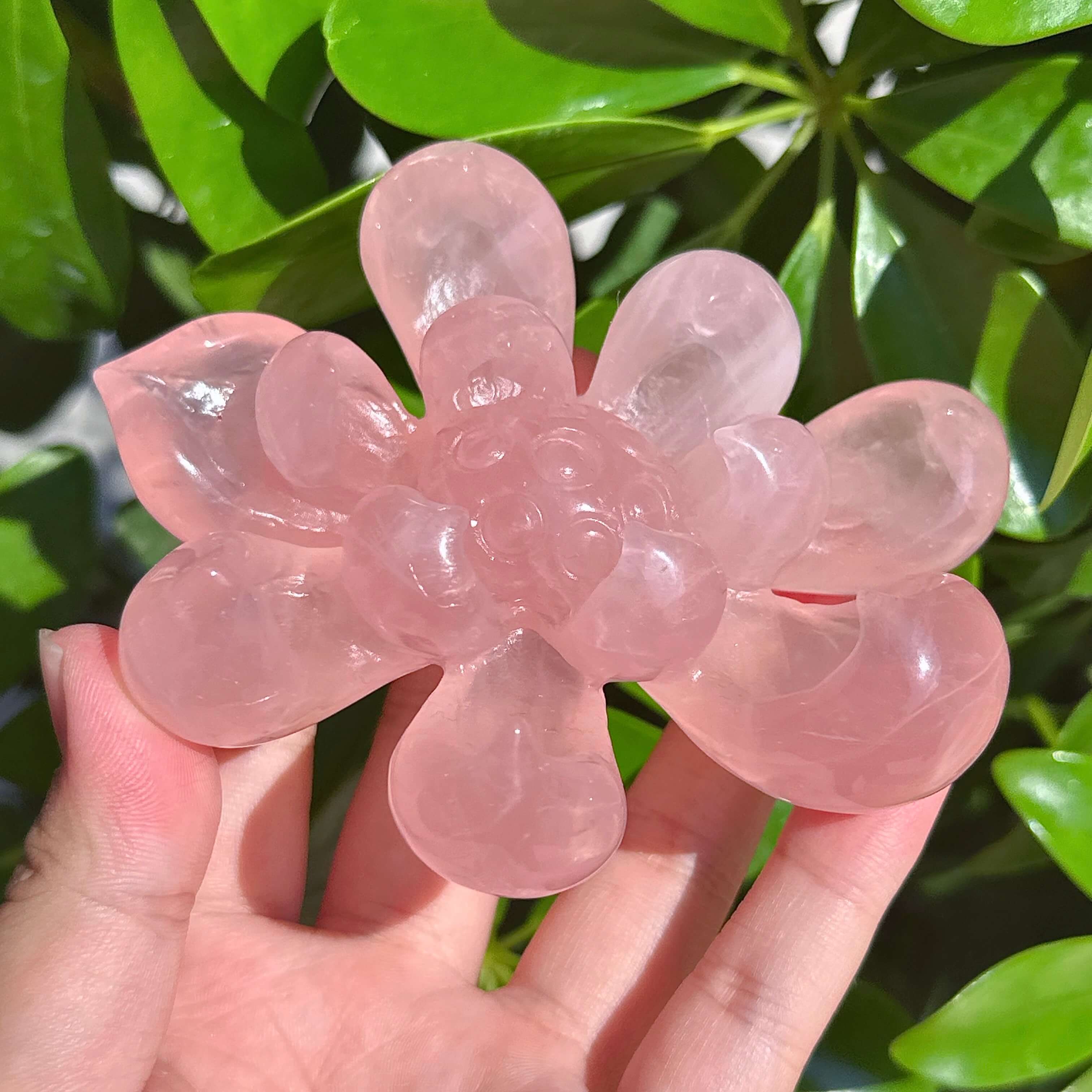 Rose Quartz Lotus Carving