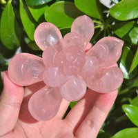 Rose Quartz Lotus Carving