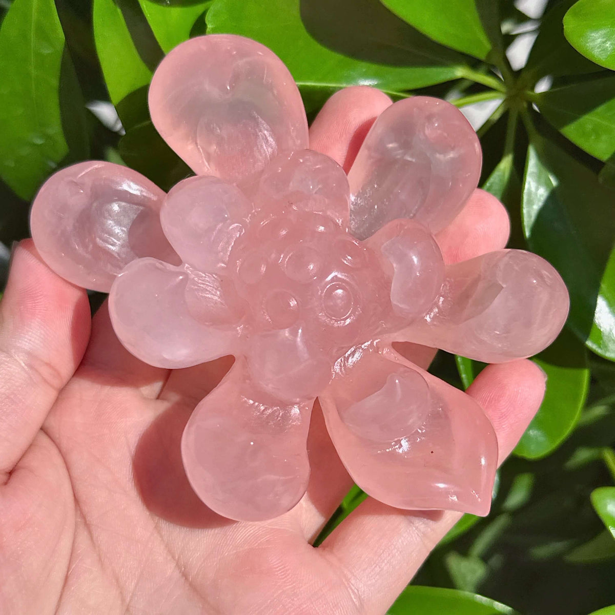 Rose Quartz Lotus Carving