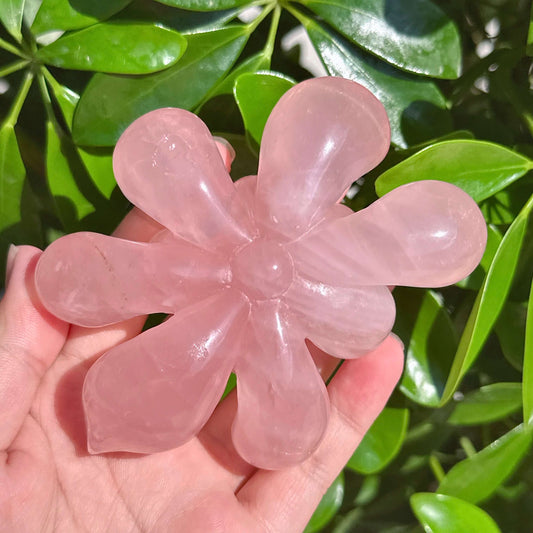 Rose Quartz Lotus Carving