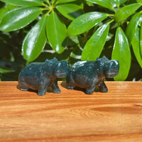 Moss Agate Hippo Carving