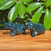 Moss Agate Hippo Carving
