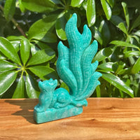 Amazonite Nine-tailed Fox Carving