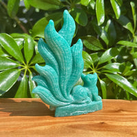 Amazonite Nine-tailed Fox Carving