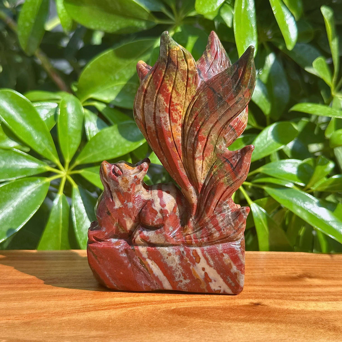 Ocean Jasper Nine-tail Fox Carving