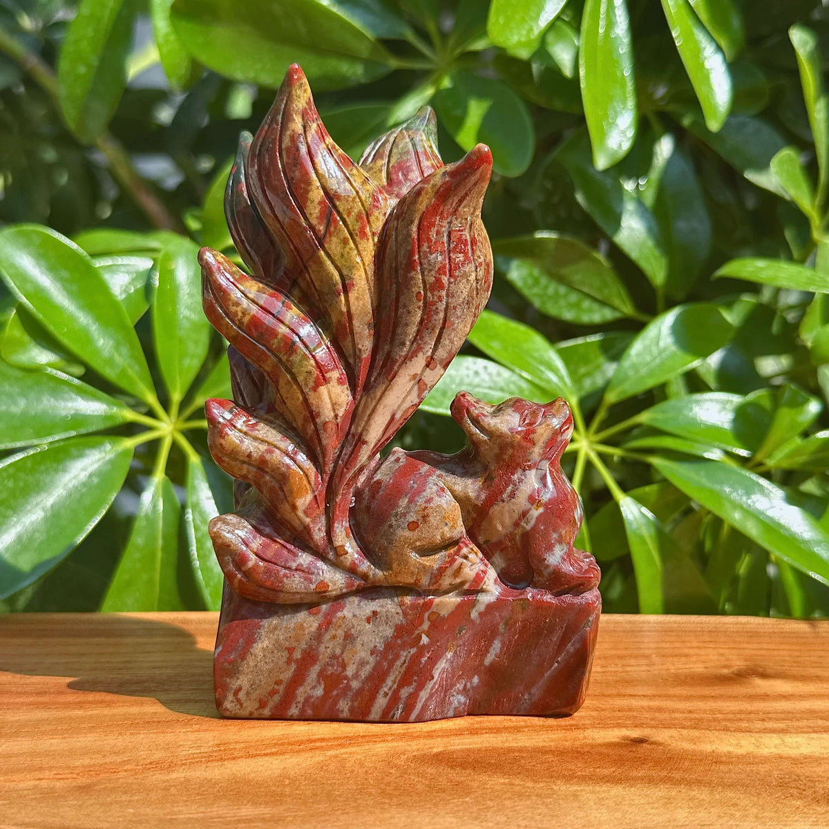 Ocean Jasper Nine-tail Fox Carving