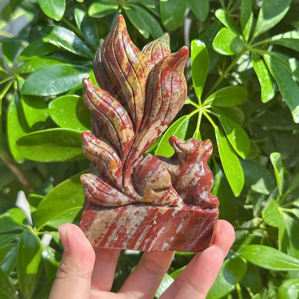 Ocean Jasper Nine-tail Fox Carving