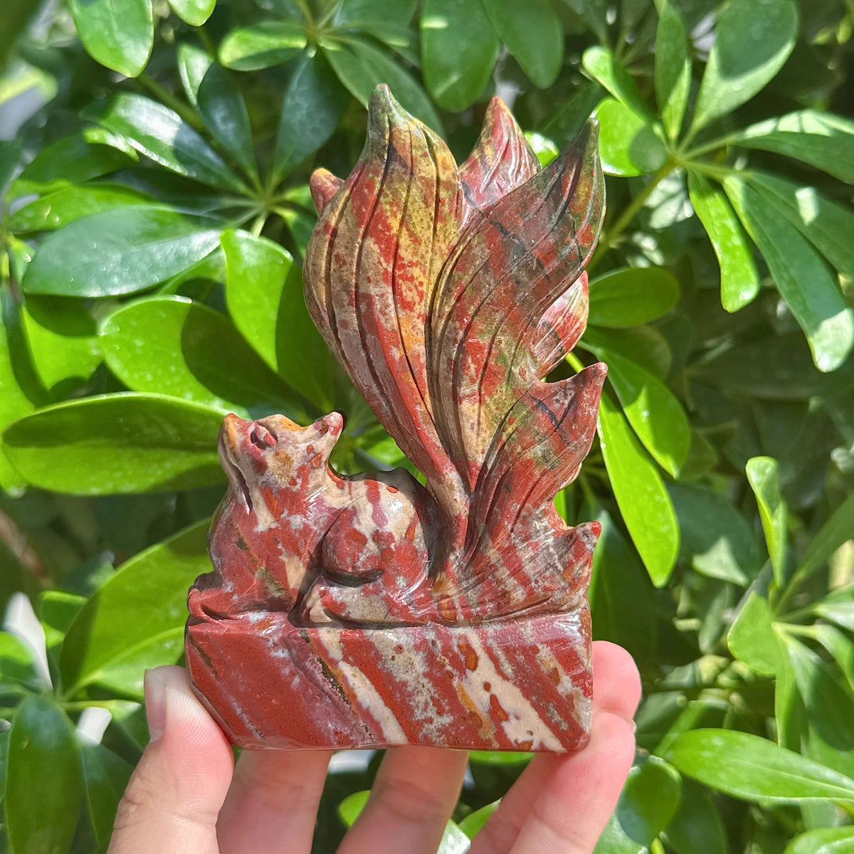 Ocean Jasper Nine-tail Fox Carving