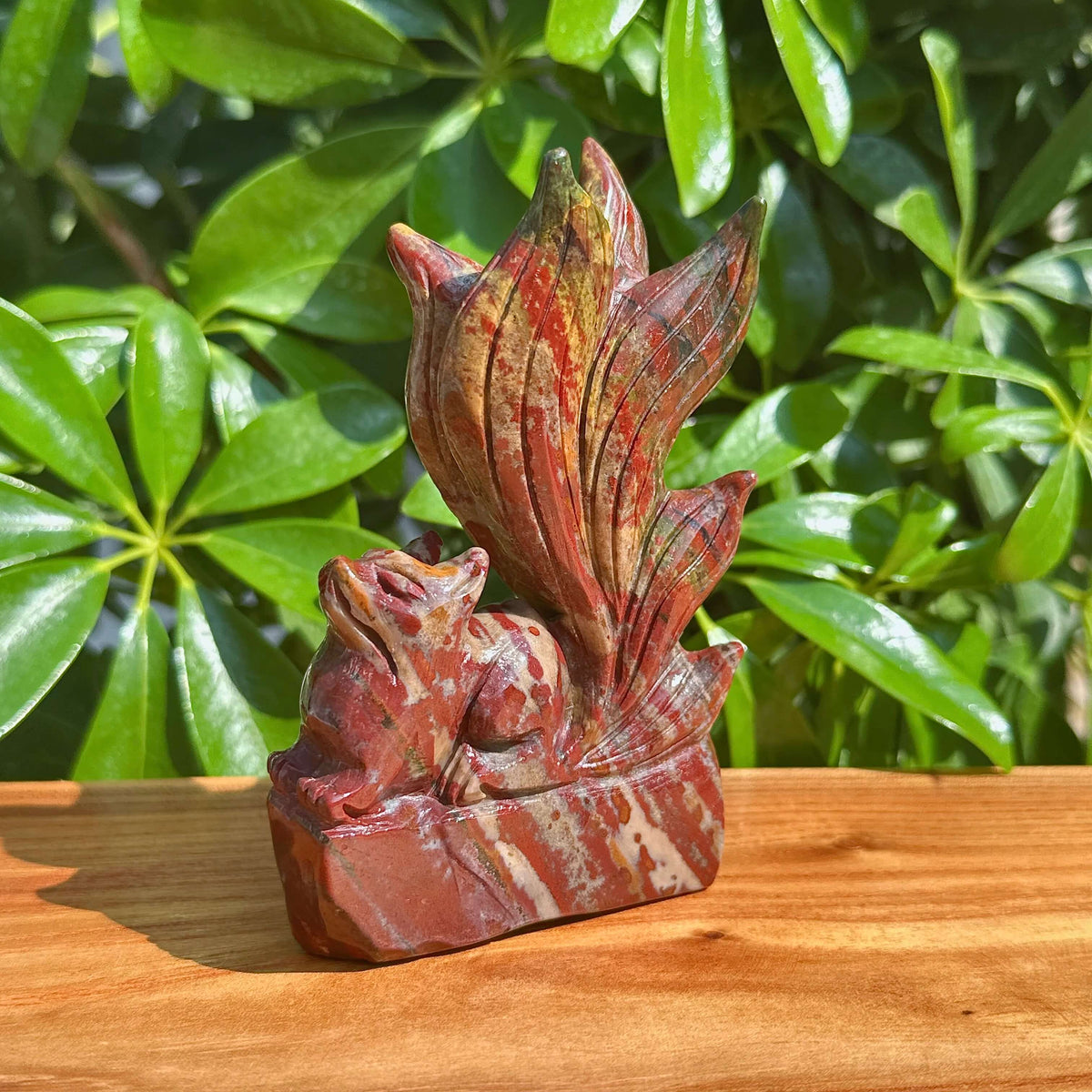 Ocean Jasper Nine-tail Fox Carving