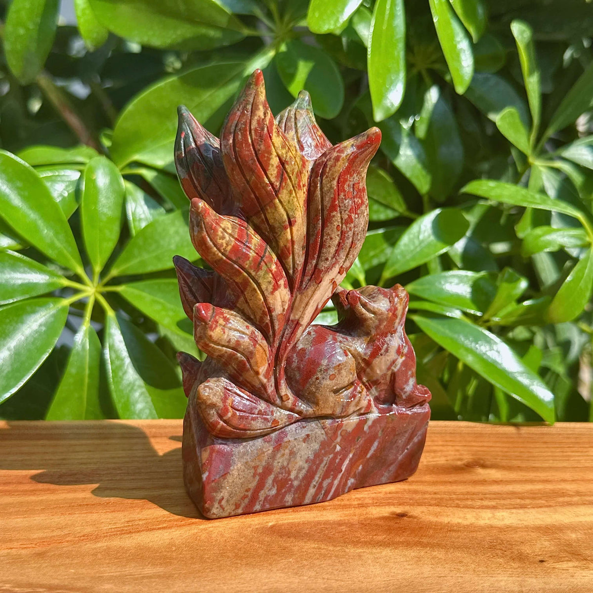 Ocean Jasper Nine-tail Fox Carving