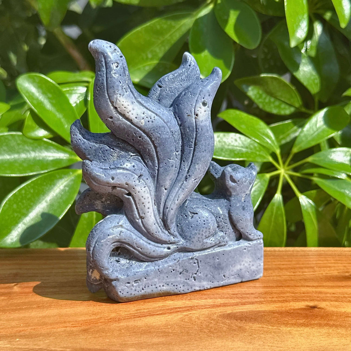 Blue Coral Nine-tail Fox Carving