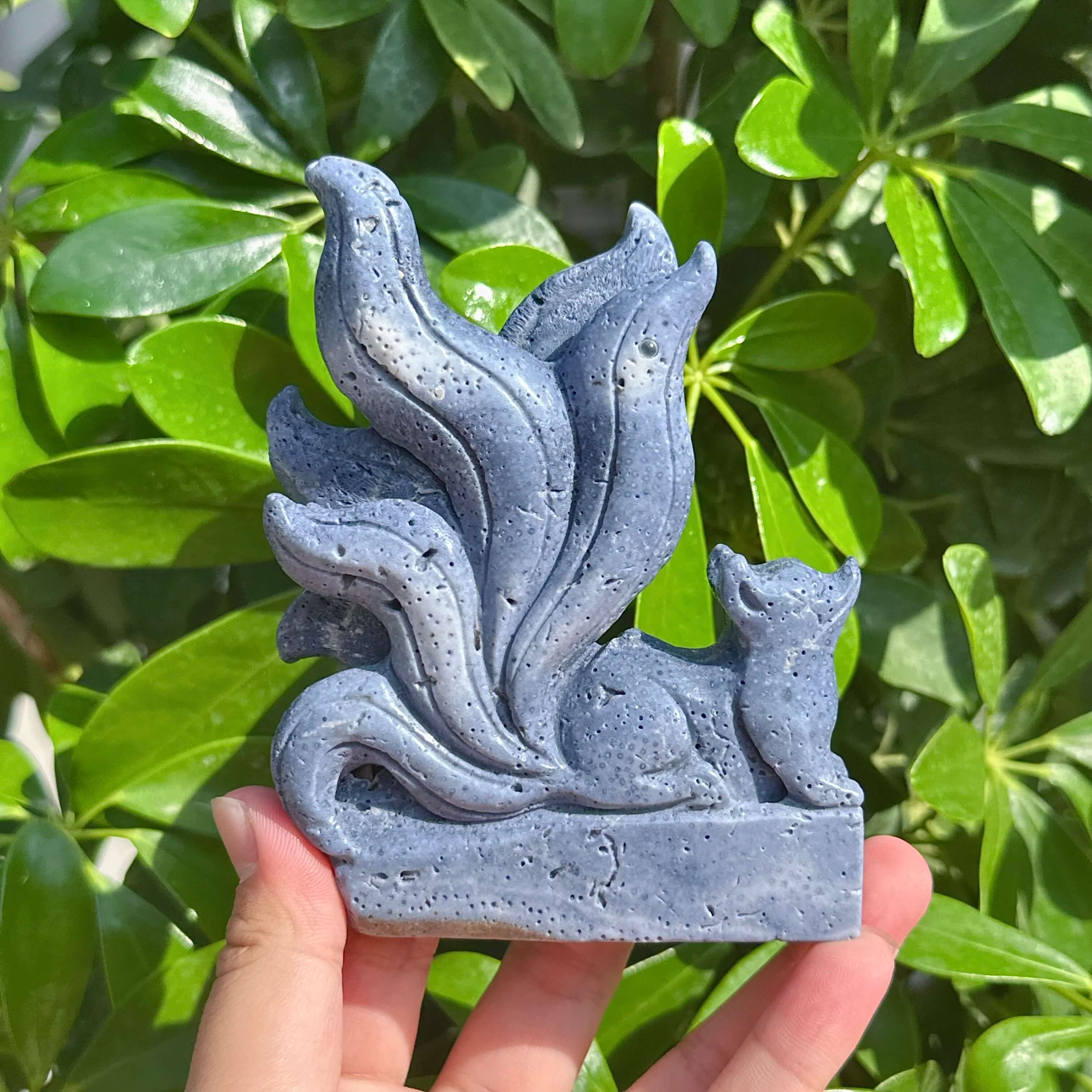 Blue Coral Nine-tail Fox Carving