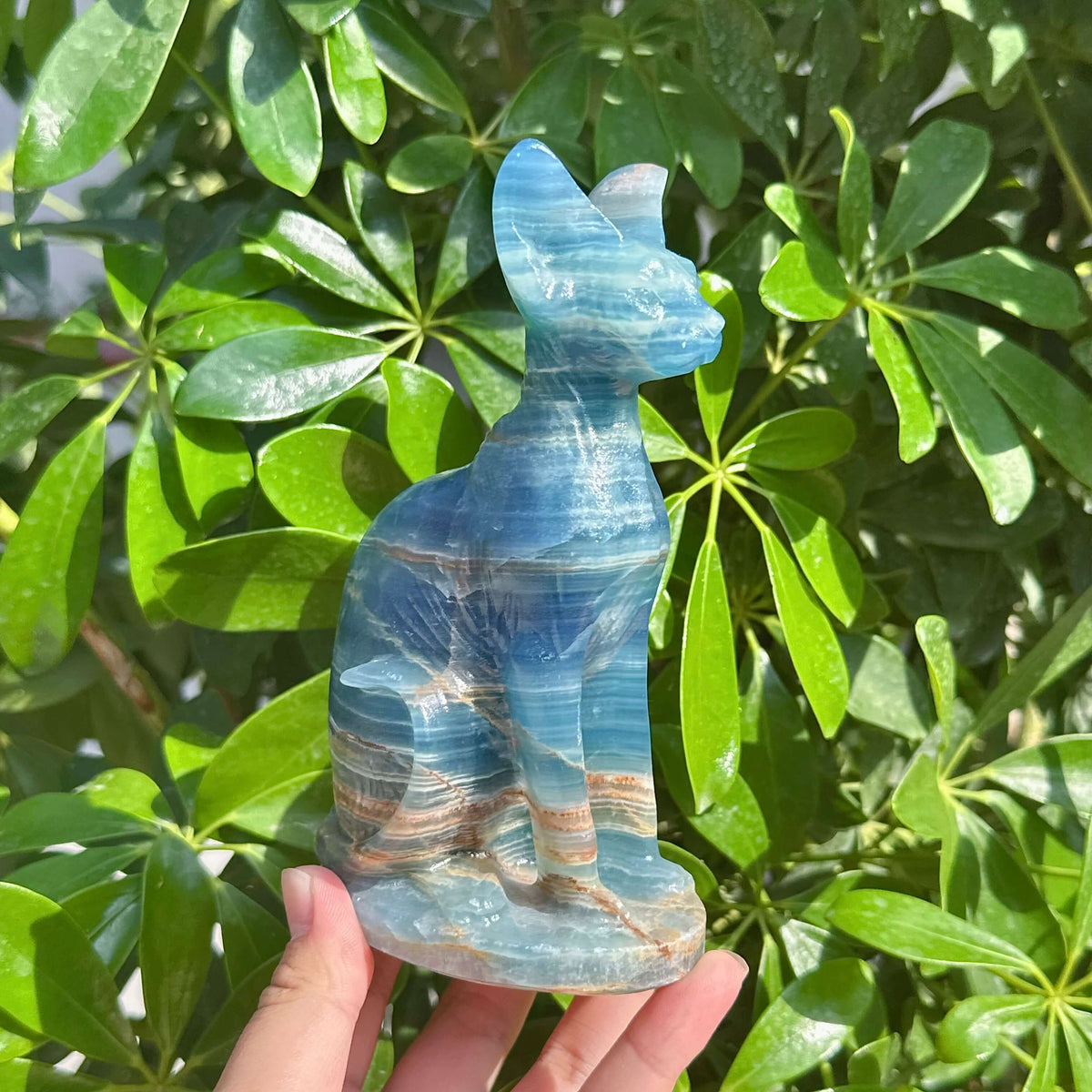 Blue Onyx Sphynx Carving
