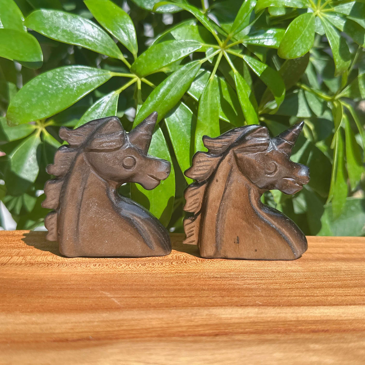 Silver Obsidian Unicorn Carving