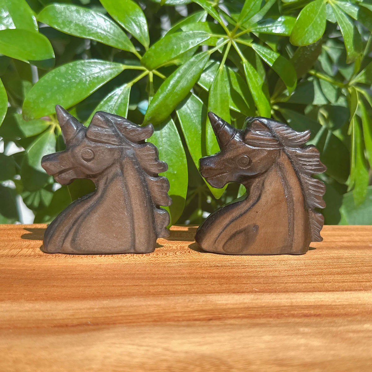Silver Obsidian Unicorn Carving