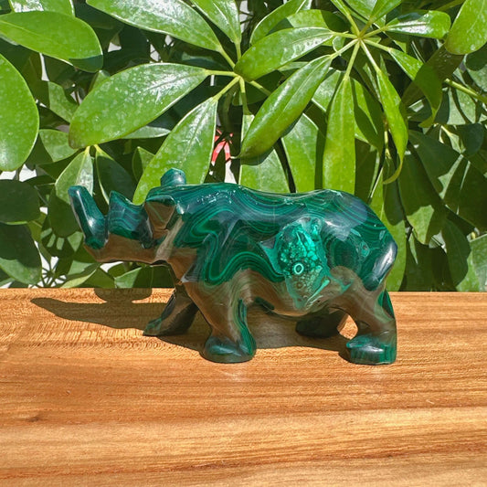 Malachite Rhinoceros Carving