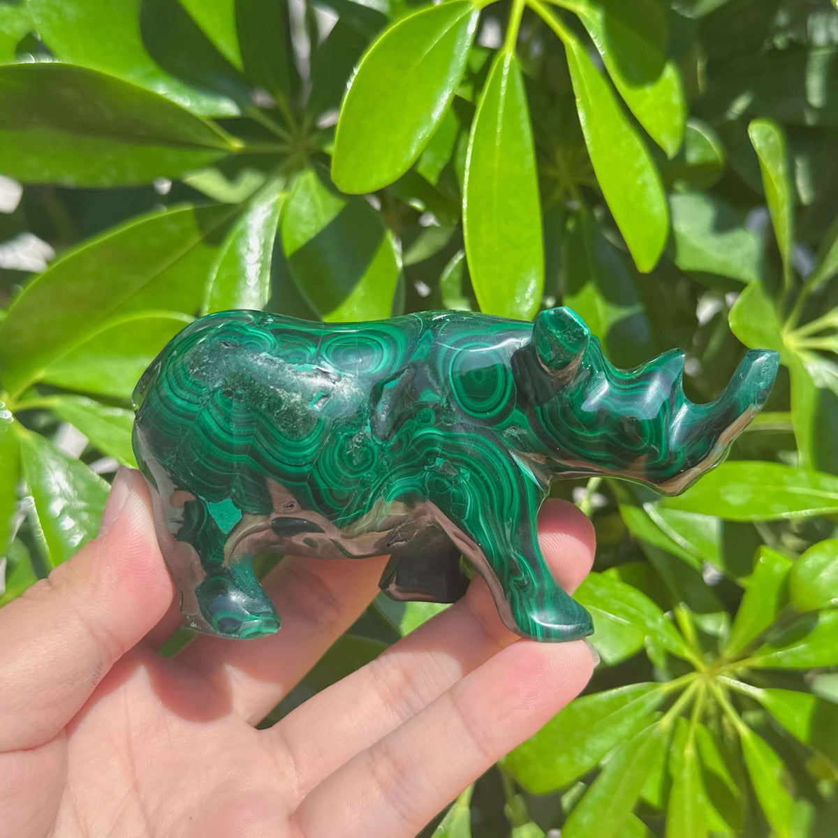 Malachite Rhinoceros Carving