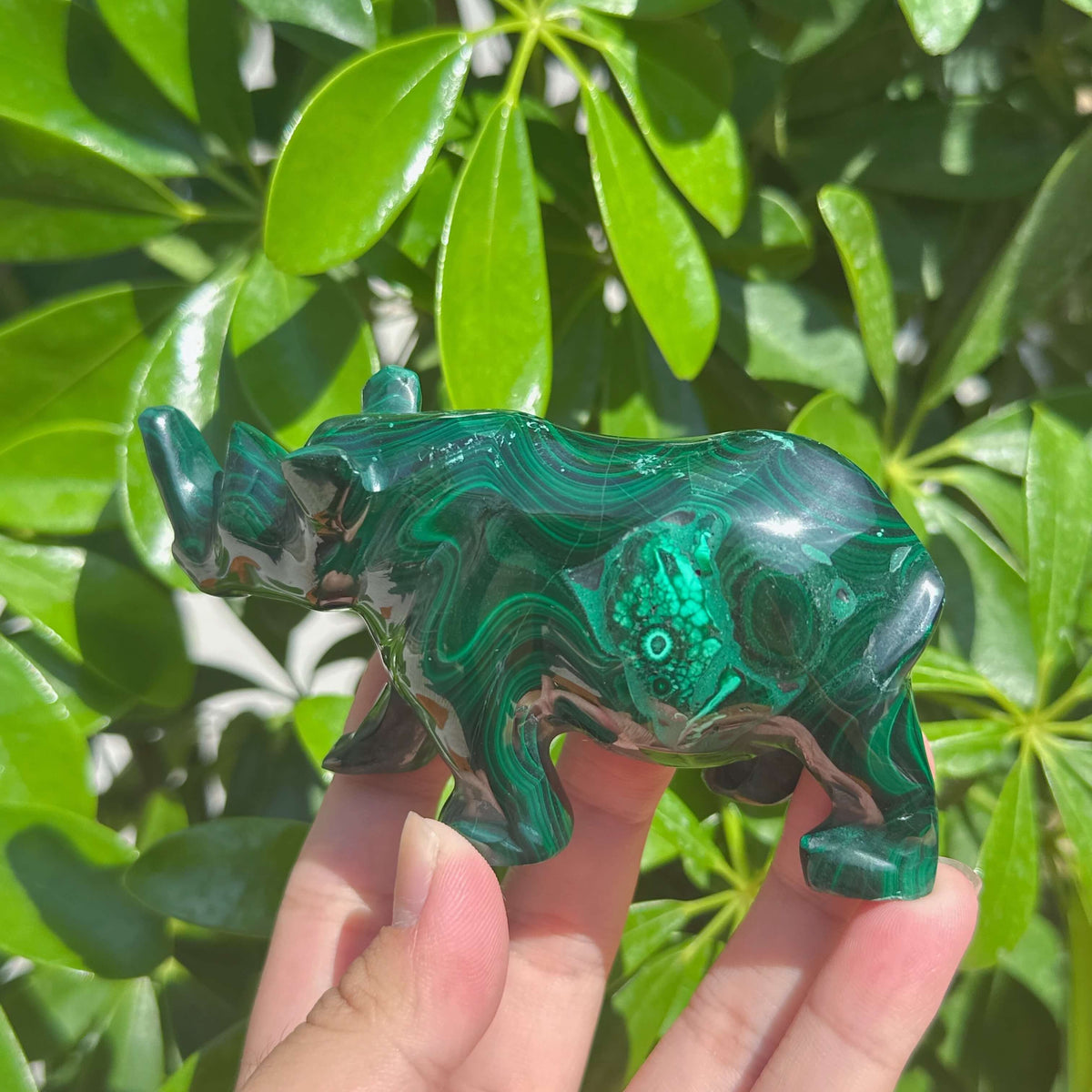 Malachite Rhinoceros Carving