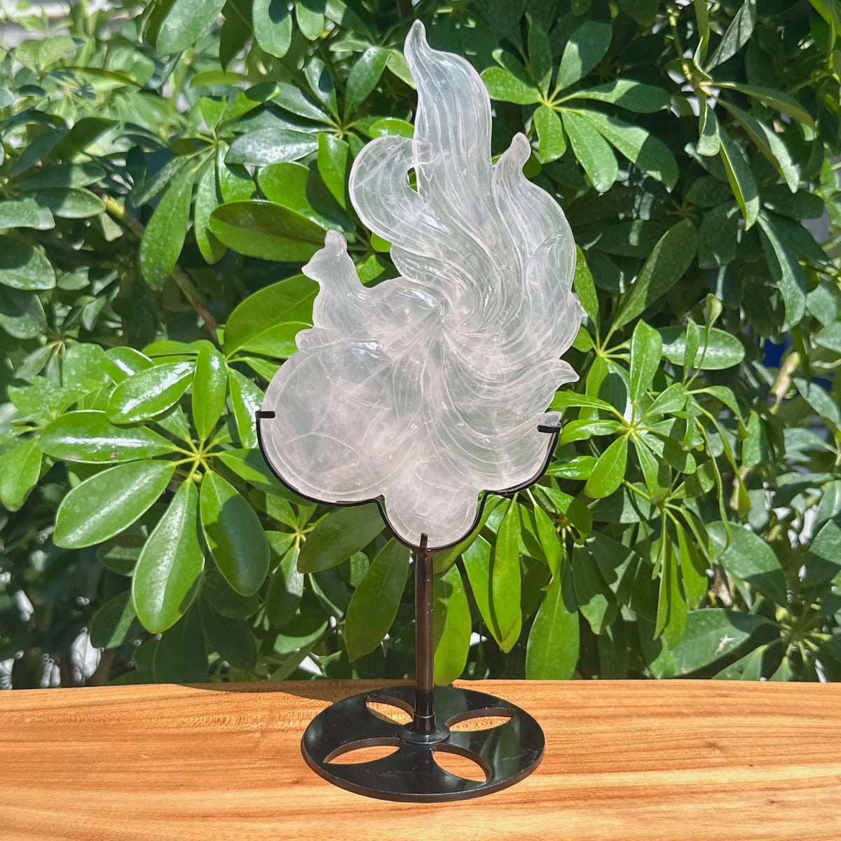 Rose Quartz Nine-tailed Fox Carving