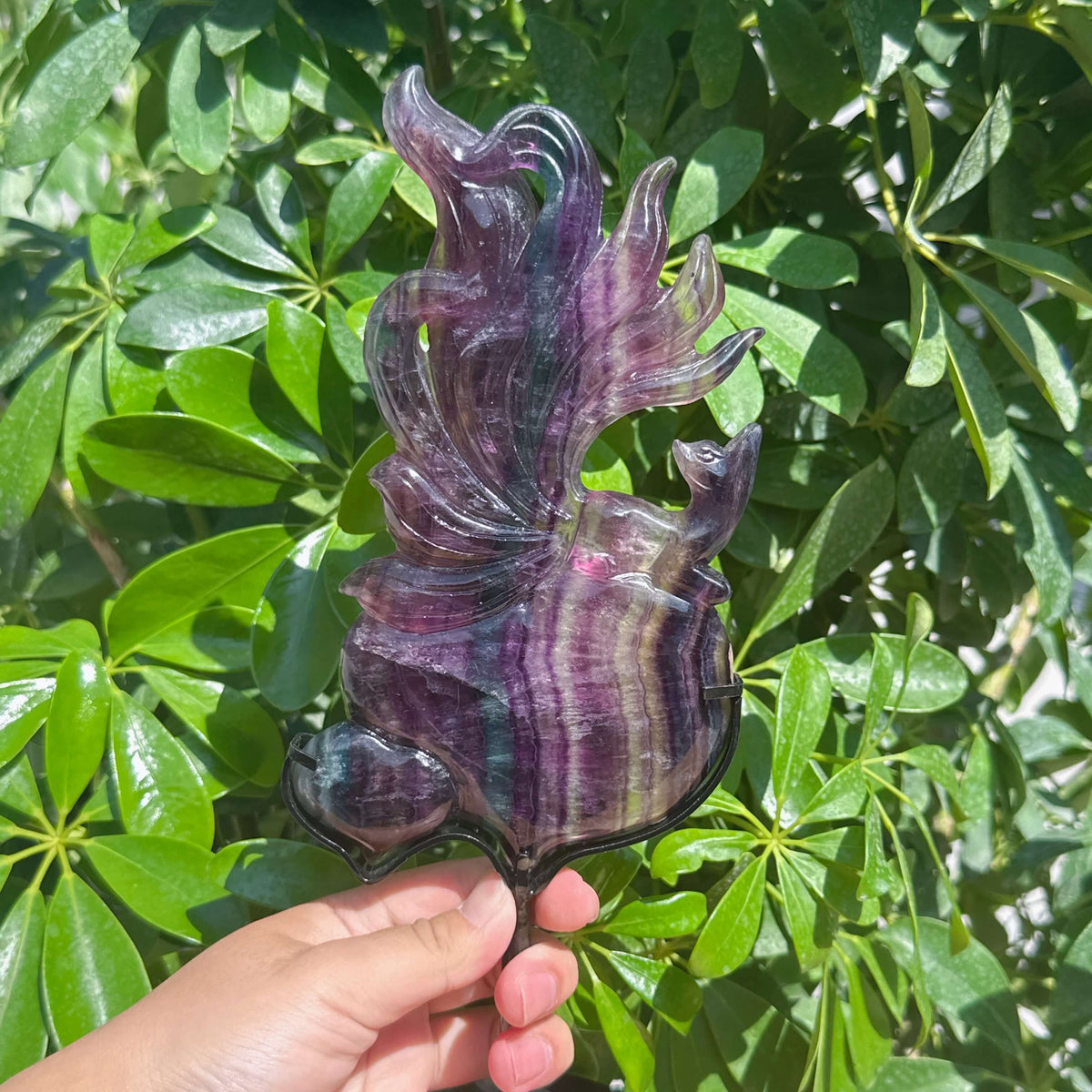 Fluorite Nine-tailed Fox Carving