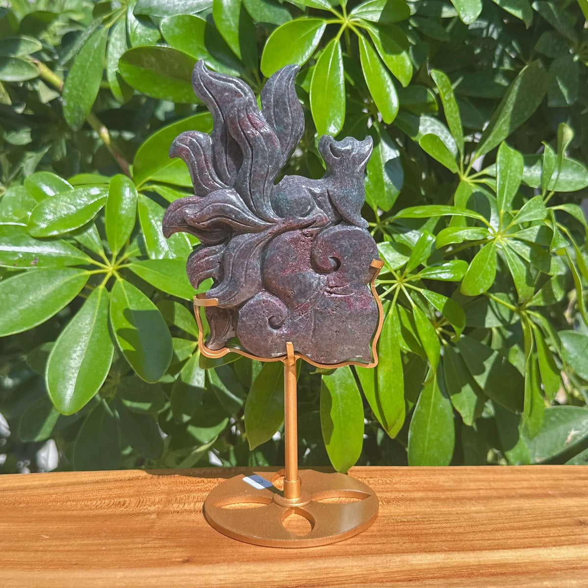 Red Kyanite Nine-tailed Fox Carving