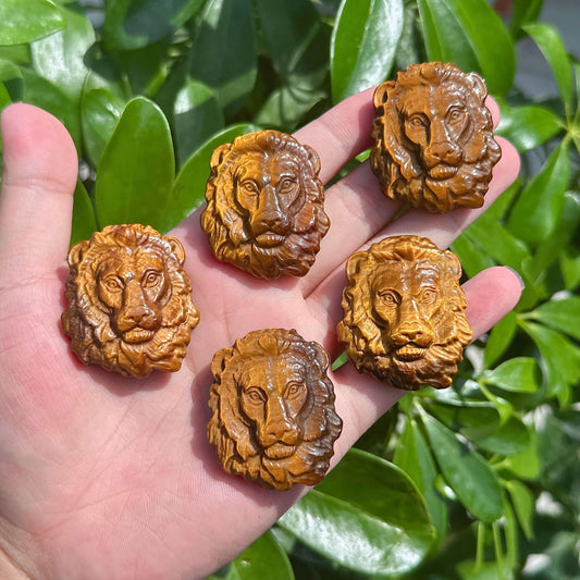 Tiger Eye Stone Lion Carving